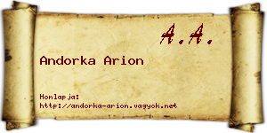 Andorka Arion névjegykártya